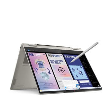 Лаптоп Lenovo Yoga 7 14ILL10 (83JQ001PBM)(бял), осемядрен Intel Core Ultra 7 258V 2.2/4.8GHz, 14"(35.56cm) WQXGA OLED Display, 32GB LPDDR5x, 1TB SSD, 2x Thunderbolt 4, Windows 11 Home, 1.38kg | JAR Computers Лаптоп Lenovo Yoga 7 14ILL10 83JQ001PBM