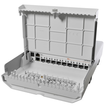 Суич MikroTik CRS310-1G-5S-4S+OUT, 10x порта, 10000 Mbps, 1x 10/100/1000 Mbps RJ45, 5x SFP, 4x SFP+ 10G, 1x Console Port | JAR Computers Mikrotik netFiber 9 SFP+ CRS310-1G-5S-4S+OUT