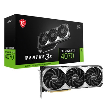 Видео карта Nvidia GF RTX 4070, 12GB, MSI Ventus 3X E, OC, PCI-E 4.0, GDDR6X, 192-bit, DisplayPort, HDMI | JAR Computers MSI GeForce RTX 4070 VENTUS 3X E 12G
