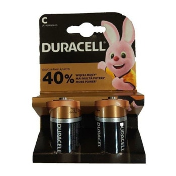 Батерии алкални Duracell, C, LR14, 1.5V, 2бр. | JAR Computers Батерии алкални Duracell C LR14 1.5V 2бр.