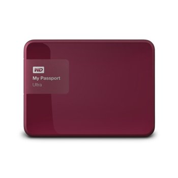 Твърд диск 1TB WD MyPassport Ultra (червен), външен, 2.5" (6.35 cm), USB3.0 | JAR Computers WD 1TB HDD MyPassport Ultra Berry WDBGPU0010BBY