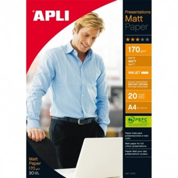 Фотохартия Apli Mat, A4, матова, 170 g/m2, 20 листа | JAR Computers APLI Matt A4 170 g/m2, 20л.