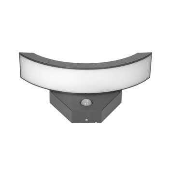 LED градинско осветително тяло Adviti Spinel, 10W, 800 lm, 4000K, IP54 защита, за стена, със сензор, сиво | JAR Computers Adviti AD-OP-6119GLPMR4