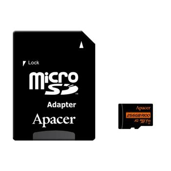 Карта памет 256GB microSDXC с адаптер, Apacer AP256GMCSX10U8-R, UHS-I, U3 V30, скорост на четене до 100MB/s, скорост на запис до 80MB/s | JAR Computers Apacer AP256GMCSX10U8-R