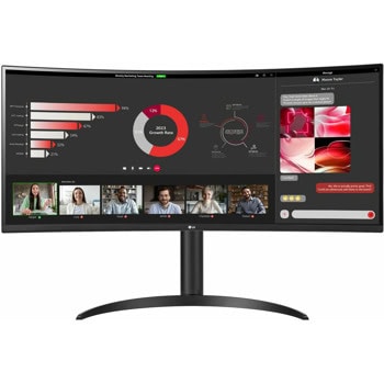 Монитор LG 34WR55QC-B, 34" (86.36cm) Curved VA панел, 100Hz, UWQHD, 5ms, 300cd/m2, DisplayPort, HDMI, USB Hub | JAR Computers LG 34WR55QC-B