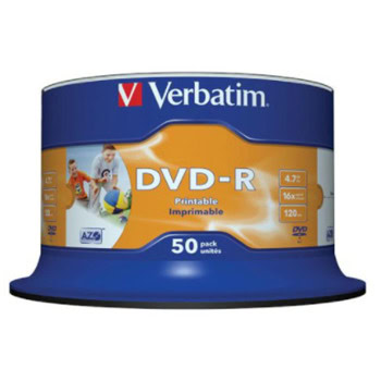 Оптичен носител DVD-R 4.7Gb, Verbatim 00061, 16x, 50бр. | JAR Computers Verbatim DVD-R Printable - 50бр 00061