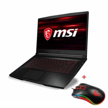 Лаптоп MSI GF63 THIN 10SCSR-1400XBG (9S7-16R412-1400)с подарък мишка MSI M92, шестядрен Comet Lake Intel Core i7-10750H 2.6/5.0 GHz, 15.6" (39.62 cm) Full HD IPS 144Hz Anti-Glare Display & GF GTX 1650 Ti 4GB, 8GB DDR4, 512GB SSD, USB 3.2 TypeC, No OS | JAR Computers MSI GF63 THIN 10SCSR + M92 BOX