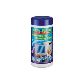 Почистващи кърпички, DataFlash, 100бр мокри, пластмасова кутия | JAR Computers DataFlash Computer Cleaning Wipes 1512