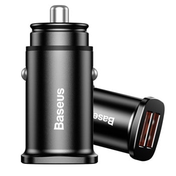 Зарядно за кола Baseus Dual (CCALL-DS01), от автомобилна запалка към 2x USB A(ж), 12V, 2A, черен | JAR Computers Baseus CCALL-DS01