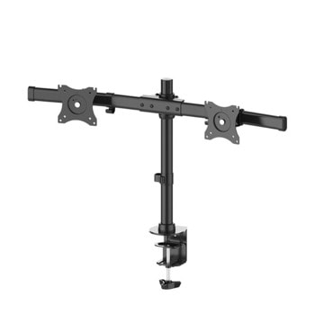 Стойка за монитор NewStar FPMA DCB100DBLACK, за екрани от 10" до 27", VESA 100x100 mm, макс до 10кг, регулируема, за два монитора, черен | JAR Computers NewStar FPMA-DCB100DBLACK