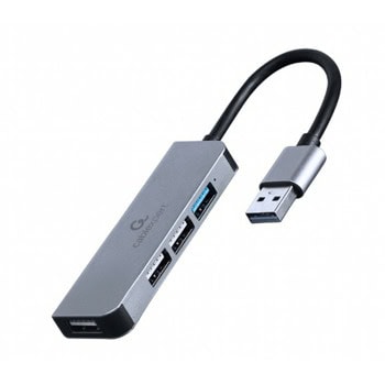 USB Хъб Gembird UHB-U3P1U2P3-01, 4 порта, от USB Type-A към 3x USB 2.0 Type-A, 1x USB 3.1 Type-A, сив | JAR Computers USB Хъб Gembird UHB-U3P1U2P3-01