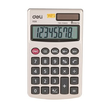 Калкулатор Deli Easy E1120, 8 разряден дисплей, джобен, с двойно захранване, памет, корен квадратен и процент, бял | JAR Computers Deli Easy E1120