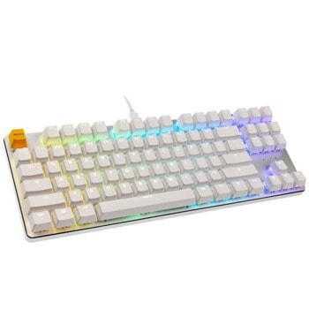 Клавиатура Glorious GMMK TKL (GLO-GMMK-FS-BRN-W), гейминг, механична, кафяви Gateron суичове, RGB подсветка, US подредба, бяла, USB | JAR Computers Glorious GLO-GMMK-TKL-BRN-W