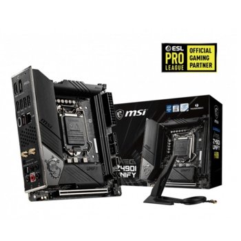 Дънна платка MSI MEG Z490I UNIFY, Z490, LGA1200, DDR4, PCI-E 3.0(DP,HDMI), 4x SATA 6Gb/s, 2x M.2, 1x USB 3.2 Gen2 Type-A, Wi-Fi, Bluetooth, Mini-ITX | JAR Computers MSI MEG-Z490I-UNIFY