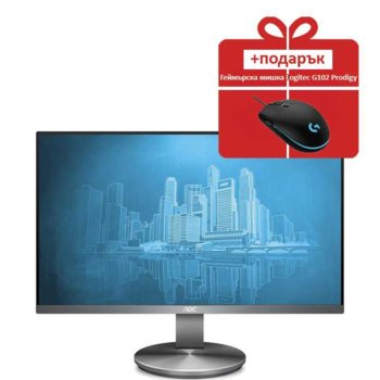 Монитор AOC I2490VXQ/BT с подарък мишка Trust GXT 133 Locx, 23.8"(60.45 cm), IPS панел, Full HD, 4ms, 100000000 :1, 250 cd/m2, HDMI, DisplayPort, VGA | JAR Computers AOC I2490VXQ/BT + Trust GXT 133 Locx