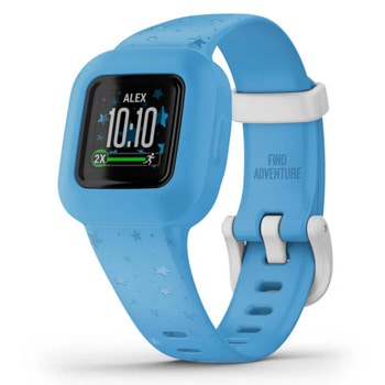Смарт часовник Garmin vivofit jr. 3 Blue Stars, 0.55" (1.41cm) цветен MIP дисплей, 5АТМ, акселерометър, Bluetooth, функции за активност при деца, син | JAR Computers Garmin vivo jr. 3 Garmin Blue Stars 010-02441-02