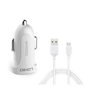 Зарядно устройство за кола LDNIO DL-C17, 1A, USB A(ж), с кабел от USB A към Micro USB, универсално, бял | JAR Computers LDNIO DL-C17