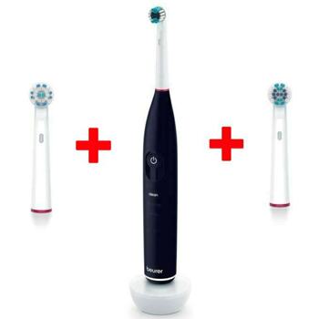 Ел. четка за зъби Beurer TB 50 в комплект с 4 глави Brush head Sensitive и 4 глави Brush head Clean, 3 режима на работа, време на работа до 45 дни, сензор за натиск, черна | JAR Computers Beurer TB 50 Toothbrush + 4 pcs. sensitive + 4 pcs