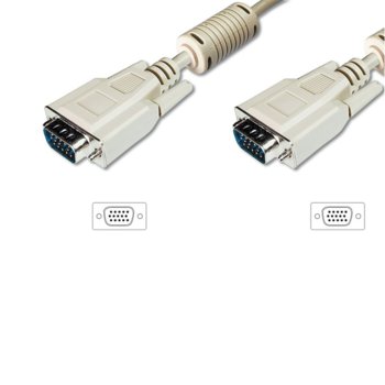 Кабел ASSMANN DK-310103-018-E, VGA(м) към VGA(м), 1.8м, бял, с феритна защита | JAR Computers ASSMANN VGA(м) към VGA(м) 1.8m DK-310103-018-E