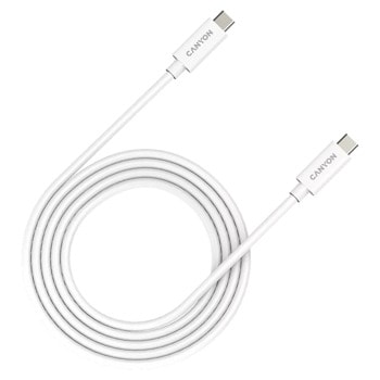 Кабел Canyon UC-42, от USB-C(м) към USB-C(м), 2m, 240W, бял | JAR Computers Кабел Canyon UC-42 USB-C м to USB-C м 2m White
