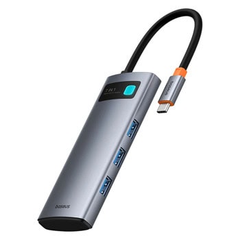 Докинг станция Baseus Joystar 7-in-1 Hub (B00030708811-01), от USB-C към 1x USB-C (PD), 3x USB-A. 1x HDMI, 1x SD четец, 1x microSD четец, сива | JAR Computers Baseus Joystar 7 in 1 B00030708811-01
