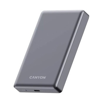 Външна батерия /power bank/ Canyon OnPower 510, 10 000mAh, сива, 1x USB-C, безжично зареждане MagSafe, 20W | JAR Computers Canyon OnPower 510 Dark Gray CNS-CPB510DG