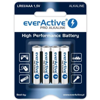 Батерии алкални everActive AAA, LR03, 1.5V, 4бр | JAR Computers everActive AAA алкална батерия BTS30045