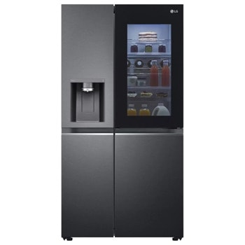 Хладилник с фризер LG GSXV91MCAF, клас F, 635 л. общ обем, свободностоящ, 437 kWh/годишно, FRESHBalancer, InstaView, LinearCooling, DoorCooling+, UVnano, LG ThinQ, черен image