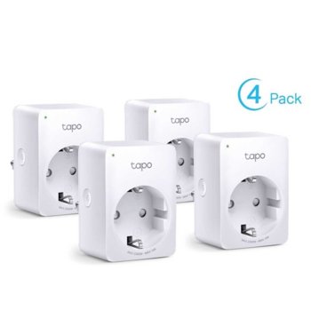 Смарт контакт TP-Link Tapo P100 4-pack, Wi-Fi, Bluetooth 4.2, Android/iOS, бял image