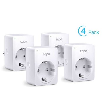 Смарт контакт TP-Link Tapo P100 4-pack, Wi-Fi, Bluetooth 4.2, Android/iOS, бял | JAR Computers TP-Link Tapo P100(4-pack)