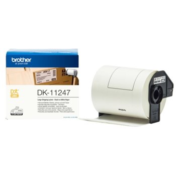 Лента за етикетен принтер Brother DK-11247, черно върху бяло, 103mm x 29.6m | JAR Computers Brother DK-11247 черно върху бяло