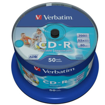Оптичен носител CD-R, 700Mb, Verbatim 000189, 52x, 50бр. | JAR Computers Verbatim CD-R AZO Printable 700Mb. 50 бр. 000189