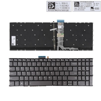 Клавиатура за лаптоп Lenovo, съвместима със серия IdeaPad 5-15IIL05 15ARE05 15ITL05 5-15ALC05, сива, без рамка, с подсветка, Version 2 | JAR Computers KBD for Lenovo IdeaPad 5-15IIL05 15ARE05 Ver 2