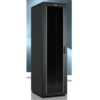 Комуникационен шкаф Lande LN-FS42U6080-BL-111, 19", 42U, 600 x 800 мм, стъклена врата, черен | JAR Computers Lande LN-FS42U6080-BL-111
