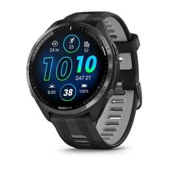 Смарт часовник Garmin Forerunner 965 Carbon Grey DLC Titanium, за бегачи, 35.4 мм (1,4"), AMOLED дисплей, 32GB Flash памет, Bluetooth, Wi-Fi, GPS, до 23 дни време за работа, черен с черна силиконова каишка | JAR Computers смарт часовник Garmin Forerunner 965 Black