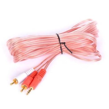 Кабел Royal CABLE-2RCA-3.5 / 500 HQ, от 1x AUX(м) към 2x RCA(м), 5m, силиконова изолация, розов | JAR Computers Royal CABLE-2RCA-3.5 / 500 HQ 21014409