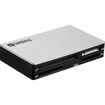 Четец за карти Sandberg EDN-85055 31-in-1, USB 3.0, SD, SDHC, XD, MS, CF, MMC, T-Flash/Micro SD/M2, сребрист | JAR Computers SANDBERG SNB-133-73 USB 3.0 четец за карти