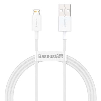 Кабел Baseus Superior Lightning White (CALYS-A02), от USB-A(м) към Lightning(м), 1m, 2.4A/12W, бял | JAR Computers Baseus Superior Lightning CALYS-A02