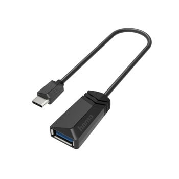Преходник Hama 200312, от USB Type C(м) към USB Type A(ж), 0.15m, черен | JAR Computers HAMA-200312