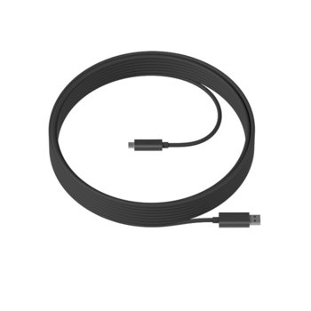 Кабел Logitech Strong USB Cable, USB A(м) към USB C(м), 10m, черен | JAR Computers Logitech Strong USB Cable 10m - Graphite