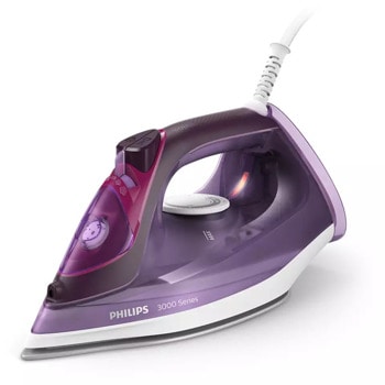 Парна ютия PHILIPS Steam iron Series 3000, 40 гр/мин пара, 200 гр/мин парен удар, керамика, резервоар с воден обем 300 ml, SteamGlide Elite повърхност, автоматично изключване, 2600W, лилава | JAR Computers Philips DST3041/30