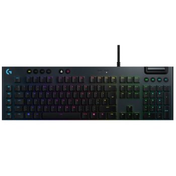 Клавиатура Logitech G815, геймърска, механична, linear суичове, RGB подсветка, нископрофилни клавиши, US layout, черна, USB image