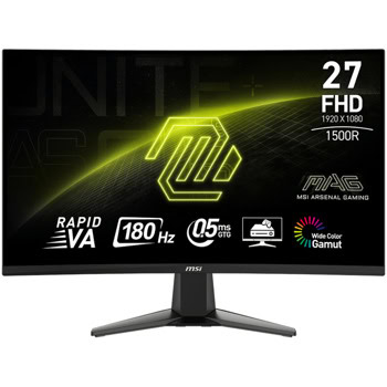 Монитор MSI MAG 27C6F (9S6-3CE11M-001), 27" (68.58cm) Curved VA панел, 180Hz, Full HD, 0.5ms, 100 000 000:1, 250cd/m2, DisplayPort, HDMI | JAR Computers MSI MAG 27C6F 9S6-3CE11M-001