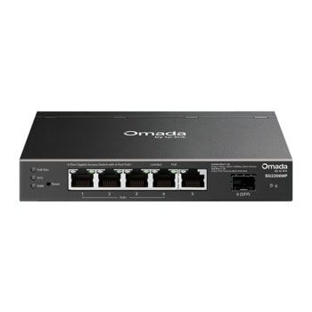 Суич TP-Link Omada SG2206MP, 1000Mbps, 6 порта, 5x 10/100/1000Mbps RJ-45 (4x PoE+), 1x SFP | JAR Computers TP-Link Omada SG2206MP