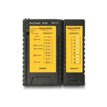 Тестер за мрежови кабели DeLock, RJ45 / RJ12 / PoE