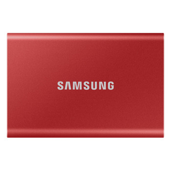 Памет SSD 500GB Samsung T7 Red (MU-PC500R), USB-C 3.2, 2.5"(6.35 cm), скорост на четене 1050 MB/s, скорост на запис 1000 MB/s | JAR Computers Samsung Portable SSD T7 500GB, Red