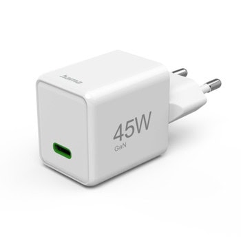 Зарядно устройство Hama 201983, от контакт към 1x USB C(ж), бяло, 45W, QC 3.0 | JAR Computers Зарядно устройство Hama 201983