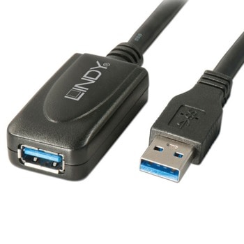 Кабел Lindy LNY-43155, от USB A(м) към USB A(ж), 5m, черен image