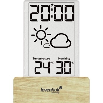 Цифров термо-хигрометър Levenhuk Wezzer Base L60, термометър, влагомер, часовник, будилник, измерва температура и влажност, индикация за качеството на температурата и влажността в помещението, бял image