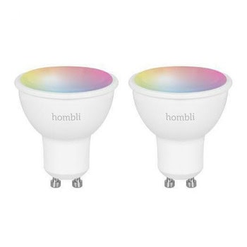 Смарт крушки Hombli RGB+CCT Promo Pack V2 (2 броя), GU10, 5W, 350lm, управление с гласов асистент Google и Alexa, RGB, бели | JAR Computers Hombli RGB+CCT Promo Pack V2 HBPP-0110